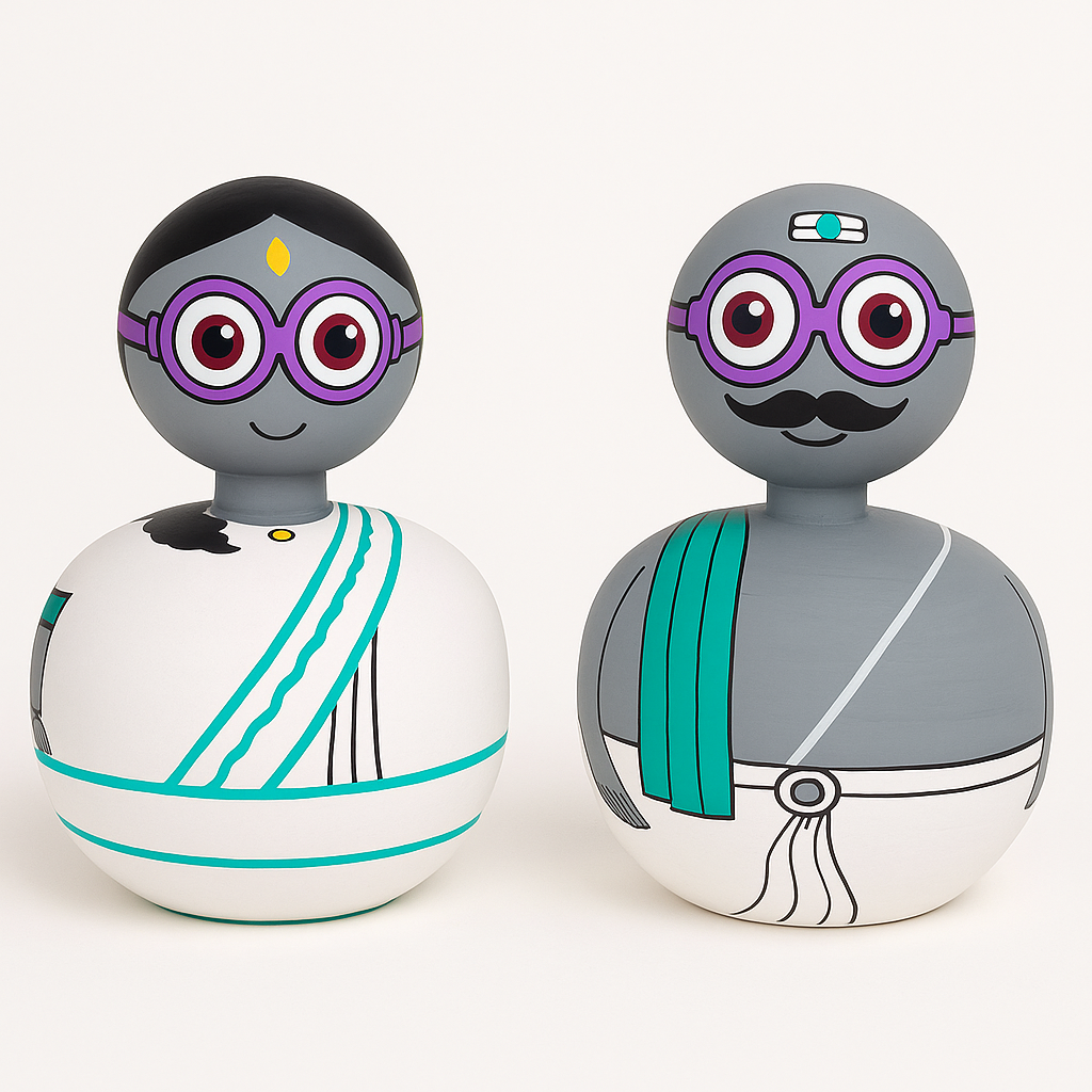 Wooden Bobble Head Set