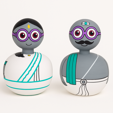 Wooden Bobble Head Set