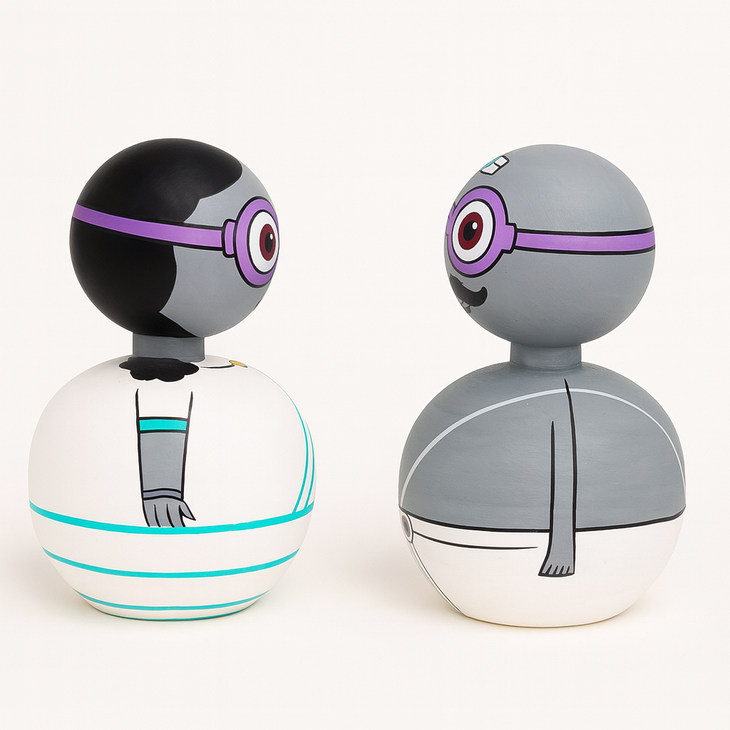 Wooden Bobble Head Set