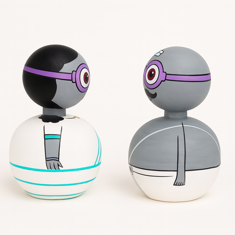 Wooden Bobble Head Set