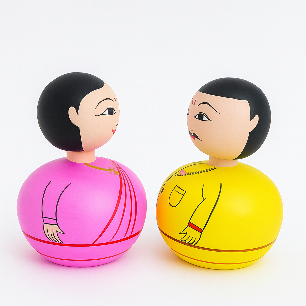 Wooden Bobble Head Set