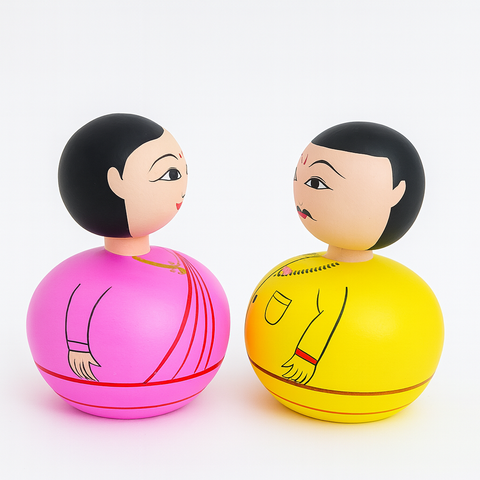 Wooden Bobble Head Set