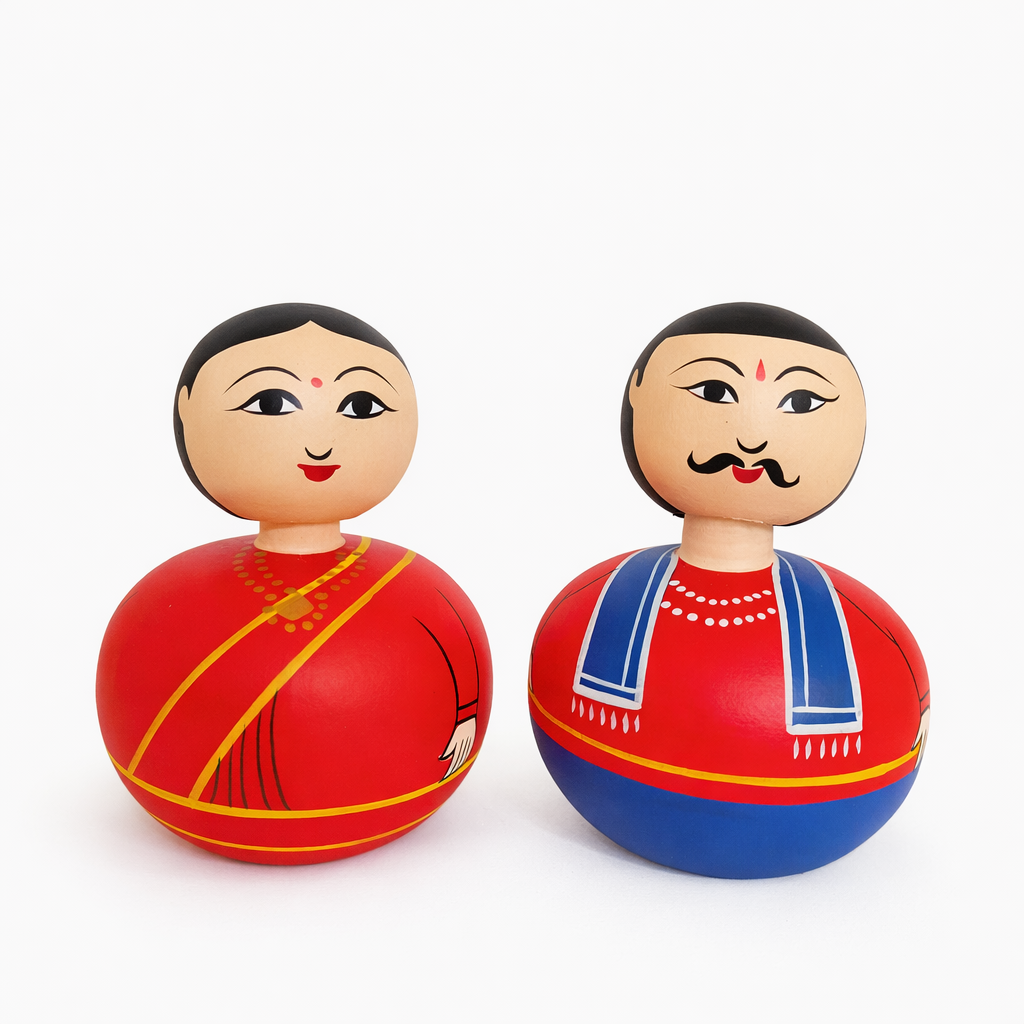 Wooden Bobble Head Set