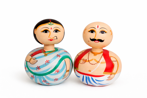 Wooden Bobble Head Set