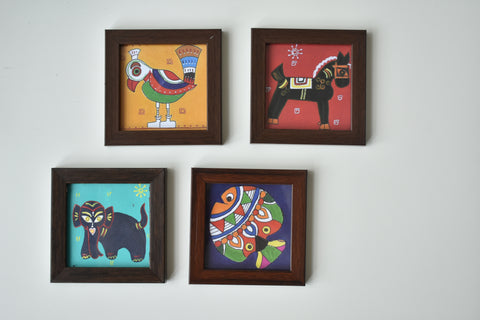 Folk art coaster (set of 4)