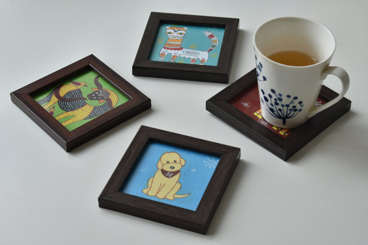 Folk art coaster (set of 4)