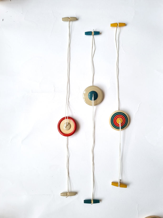 Wooden Spinning Button: Set of 3