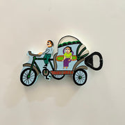 Cycle Rickshaw Bottle Opener cum fridge magnet - Cream