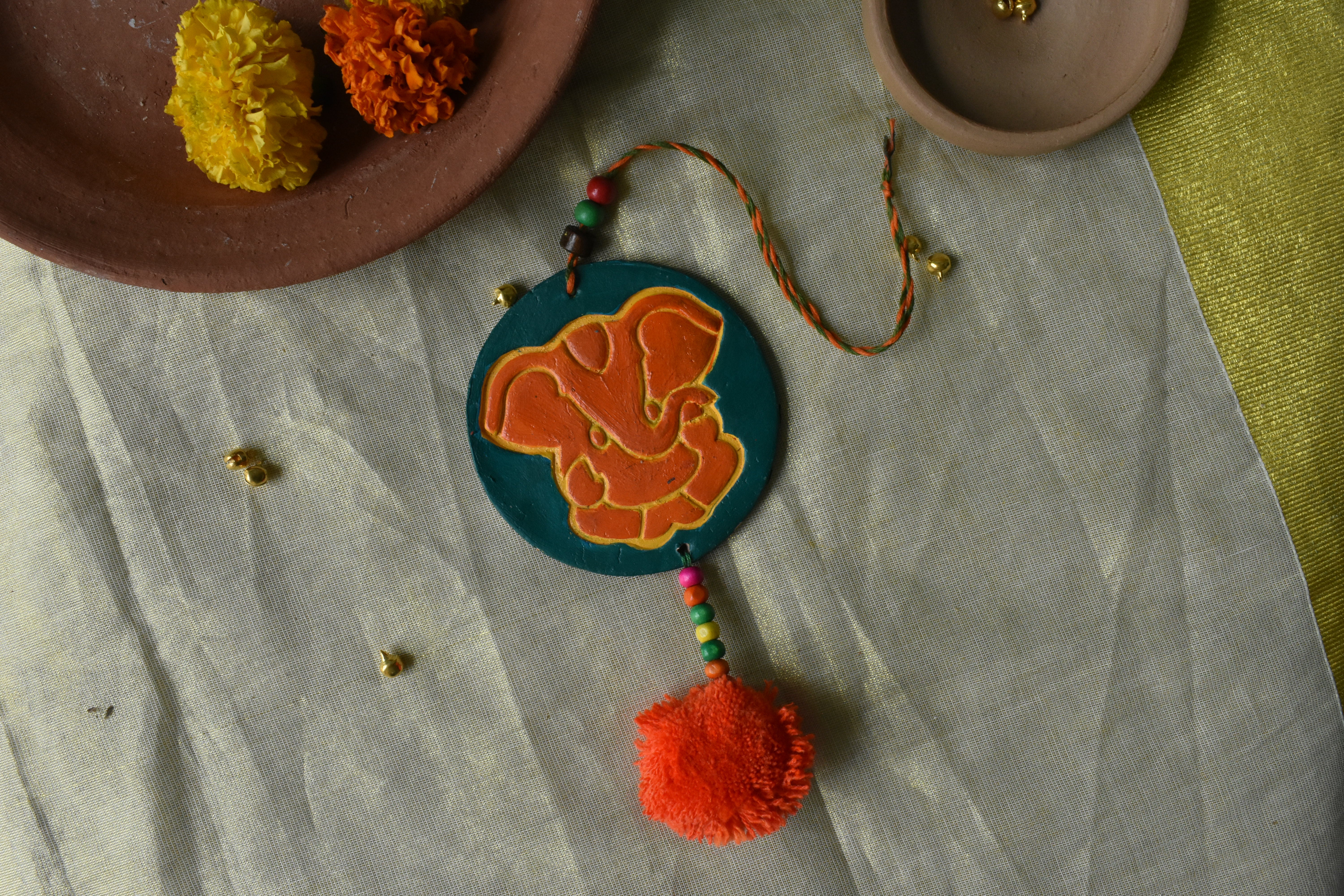Flo-dust Ganesha Hanging - Green