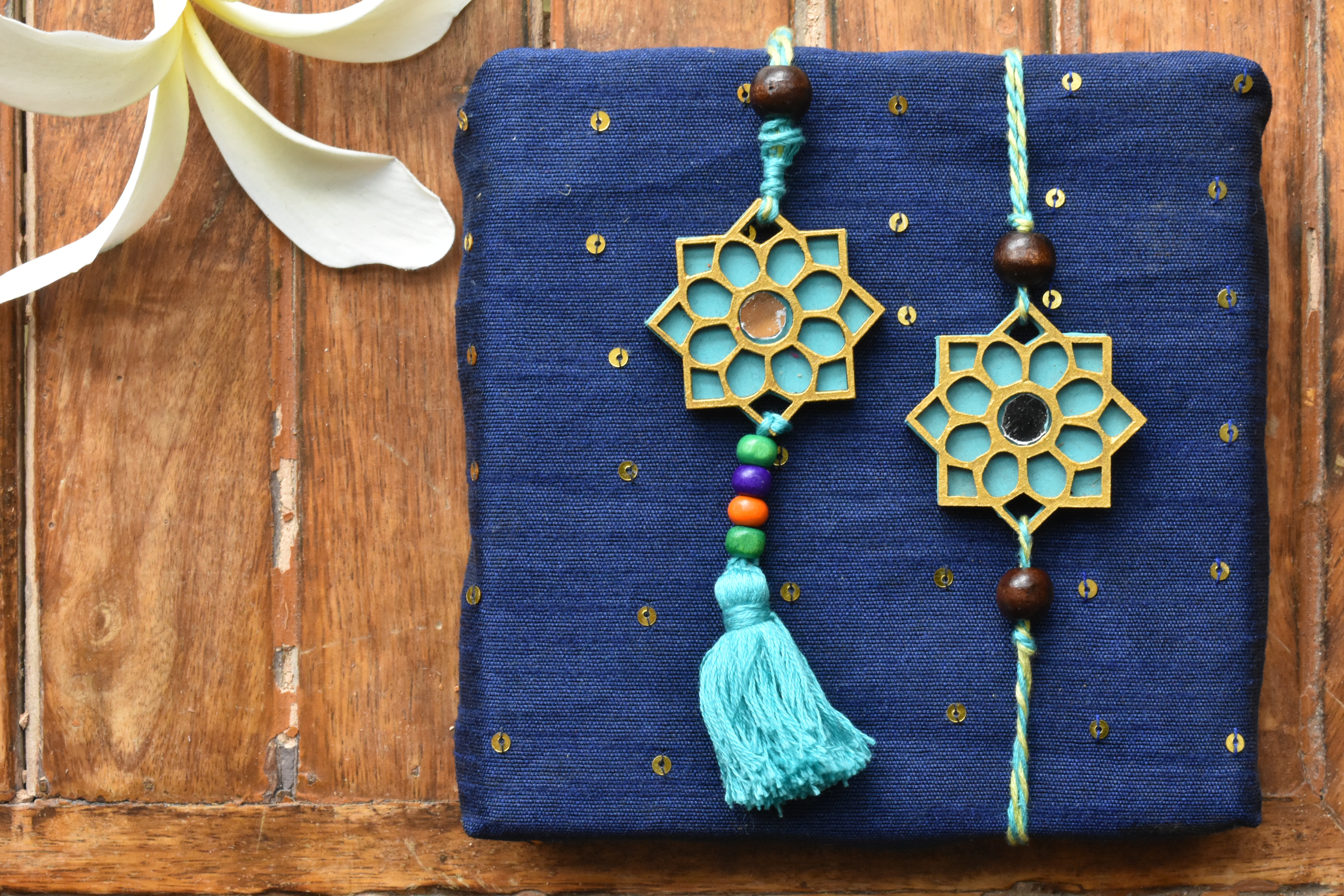 Eco-Friendly Premium Range  Rakhi & Lumba Set - Teal