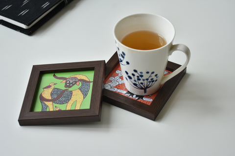 Folk art coaster (set of 2)