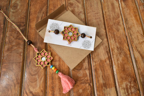 Eco-Friendly Premium Range  Rakhi & Lumba Set- Peach
