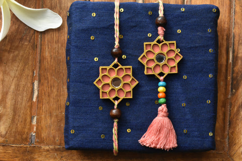 Eco-Friendly Premium Range  Rakhi & Lumba Set- Peach