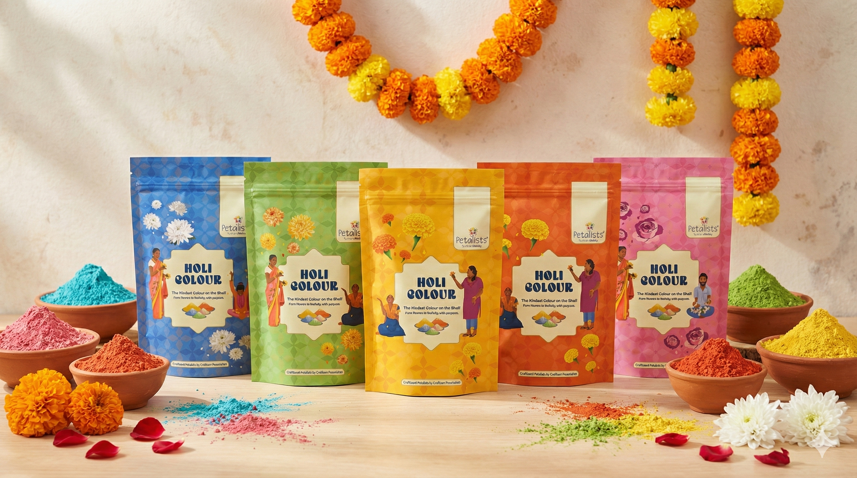 Petalists Ecofriendly Holi Colours - 5 Colour Combo