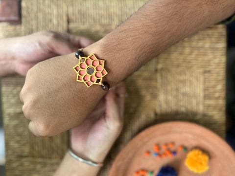 Eco-Friendly Premium Range  Rakhi & Lumba Set- Peach