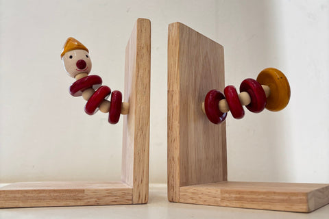 Channapatna Wooden Bookends: Clown