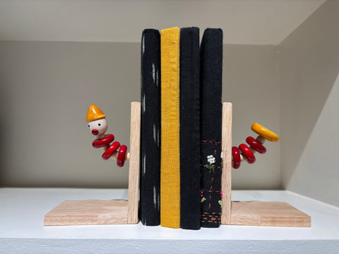 Channapatna Wooden Bookends: Clown