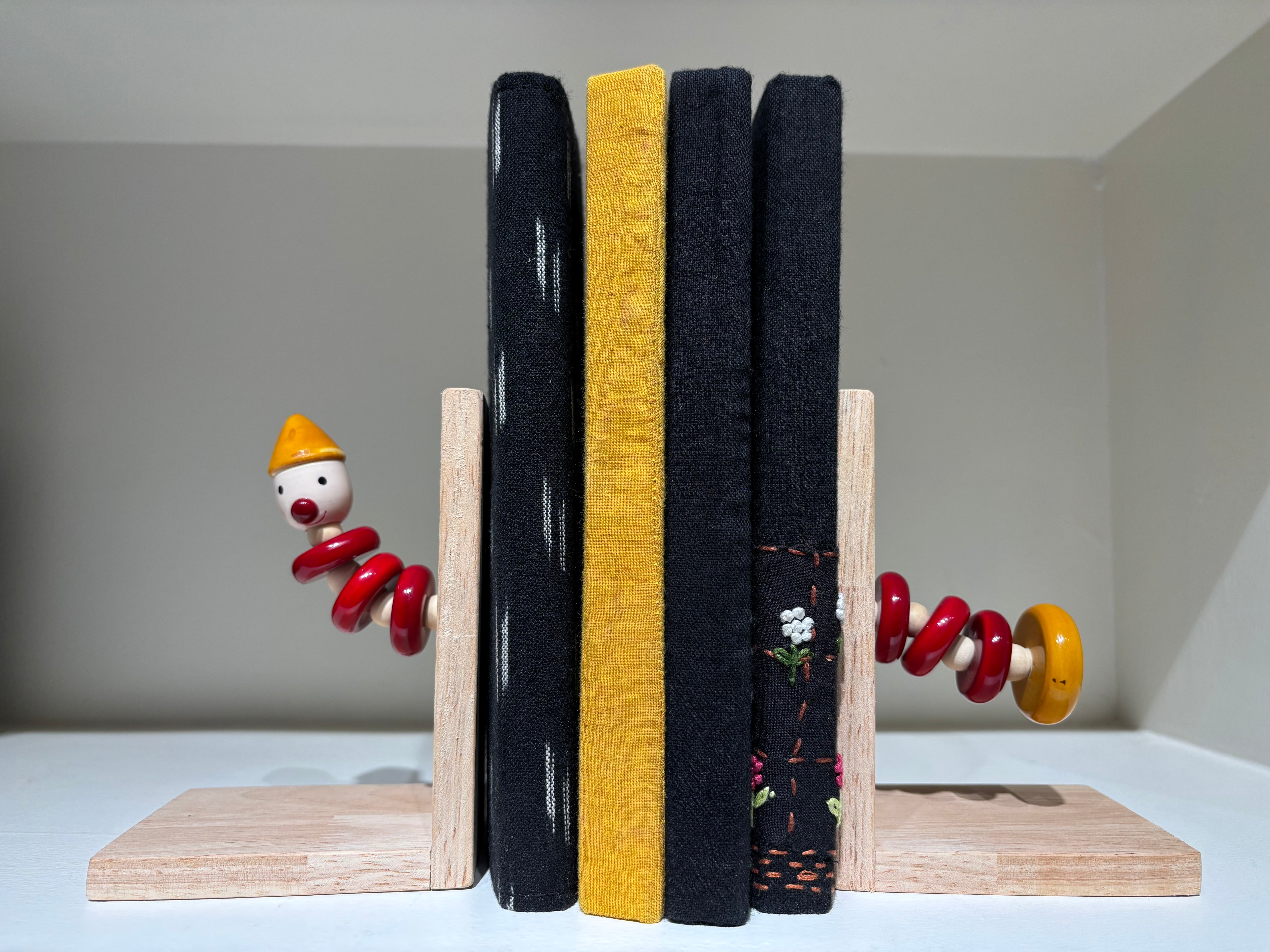 Channapatna Wooden Bookends: Clown