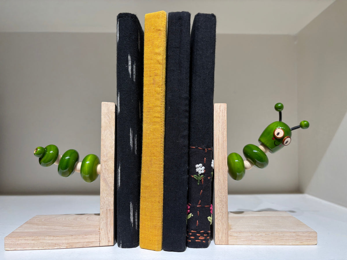 Channapatna Wooden Bookends: Bookworm