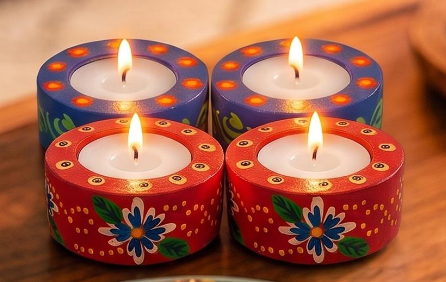 Banaras T light Holders - Assorted colours