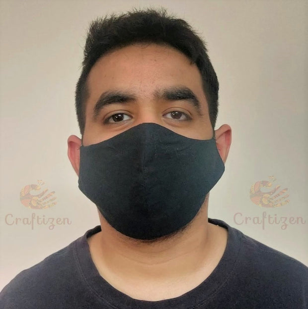 Set of 5, Mangalgiri Cotton Triple-layered Cup-shaped Masks – Assorted Colours