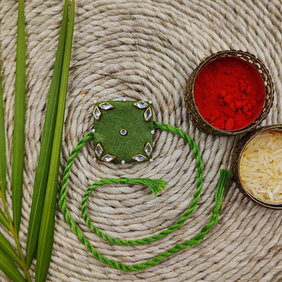 Handmade Zardosi Rakhi Sadabahar - Green