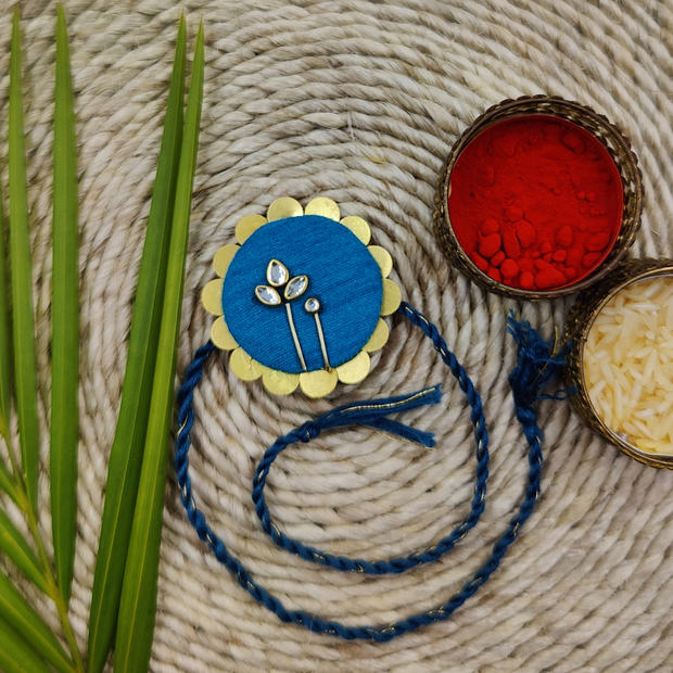 Handmade Zardosi Rakhi Naleeni - Blue