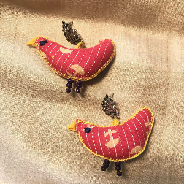 Love Bird Kantha Earrings