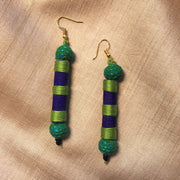 Roll with Fabric Beads Kantha Earrings