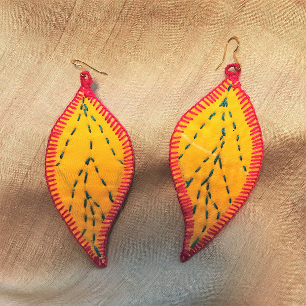 Leaf Kantha Earrings