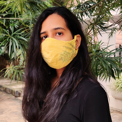 Hand Embroidered Cotton Mask- Summer Ferns