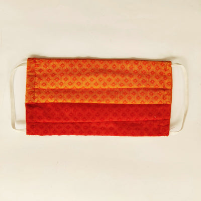 Cotton Dobby Triple-layered Mask Half n Half design (Orange and Yellow)