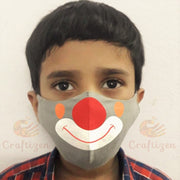 Set of 5, Mangalgiri Cotton Triple-layered Handpainted Masks for Kids