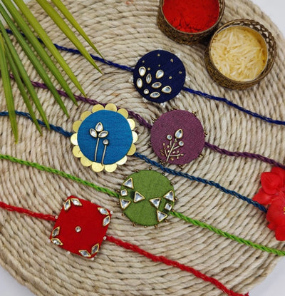 Handmade Zardosi Rakhi Gulmohar
