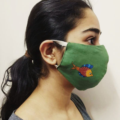 Mangalgiri Cotton Triple-layered Handpainted Mask – Fish
