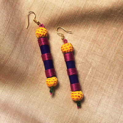 Roll with Fabric Beads Kantha Earrings