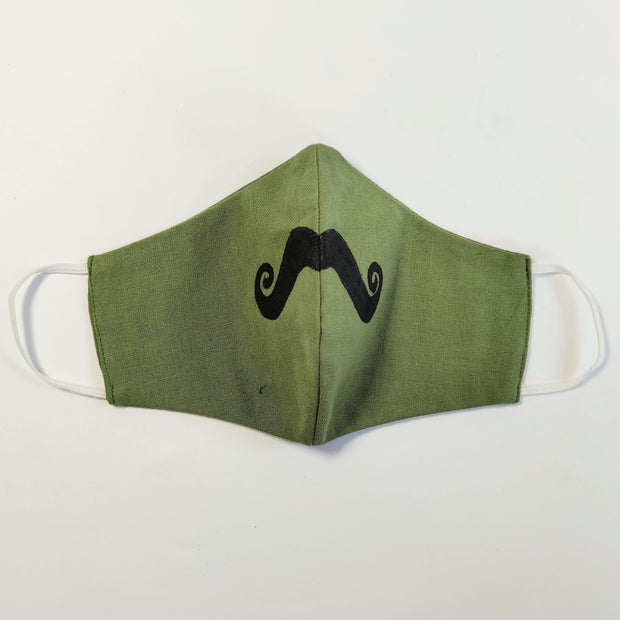 Mangalgiri Cotton Triple-layered Handpainted Mask - Moustache