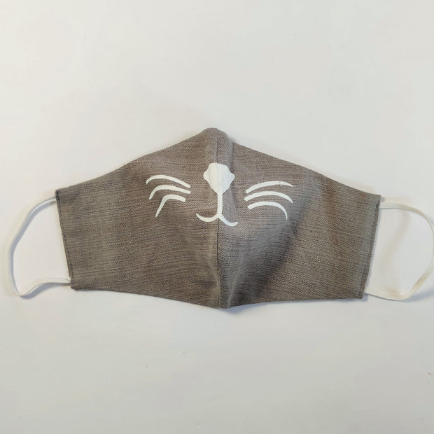 Mangalgiri Cotton Triple-layered Handpainted Mask - Cat