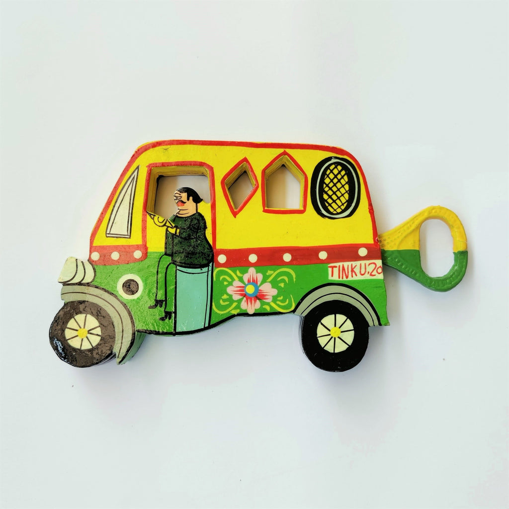 Desi Toys Auto Rickshaw Fridge Magnet, Made in MDF